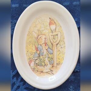 Peter Rabbit and Bird Design Oval Ceramic Soap Dish, Beatrix Potter